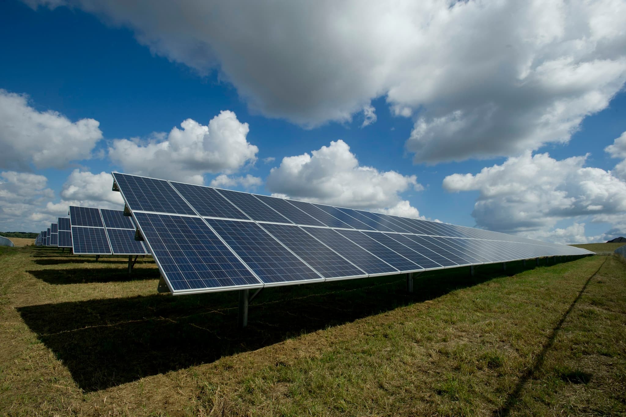 Solar panels under open sky