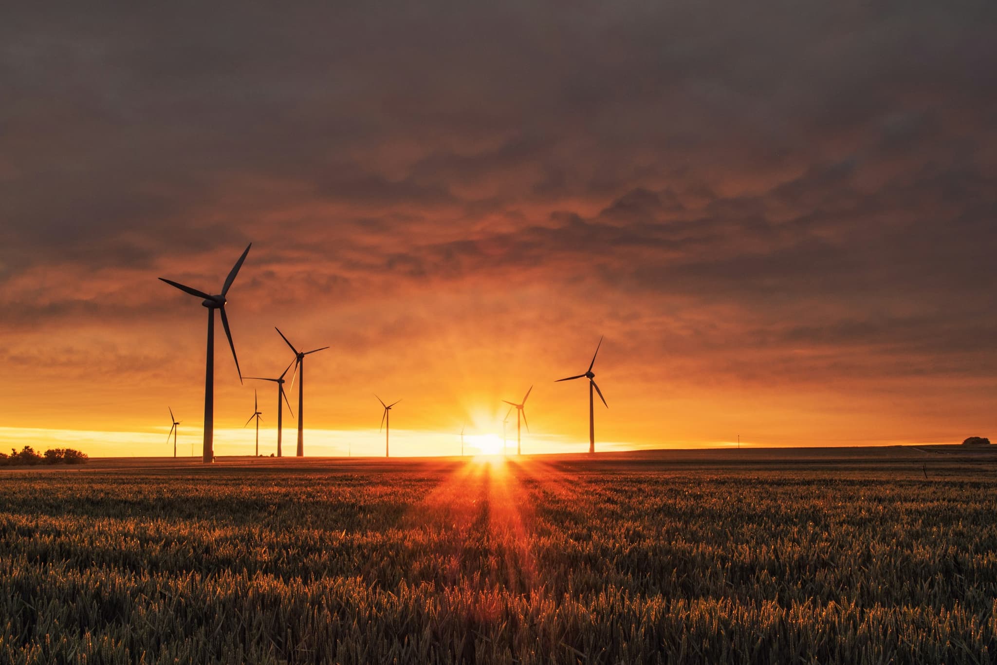 Renewable energy landscape with wind and solar